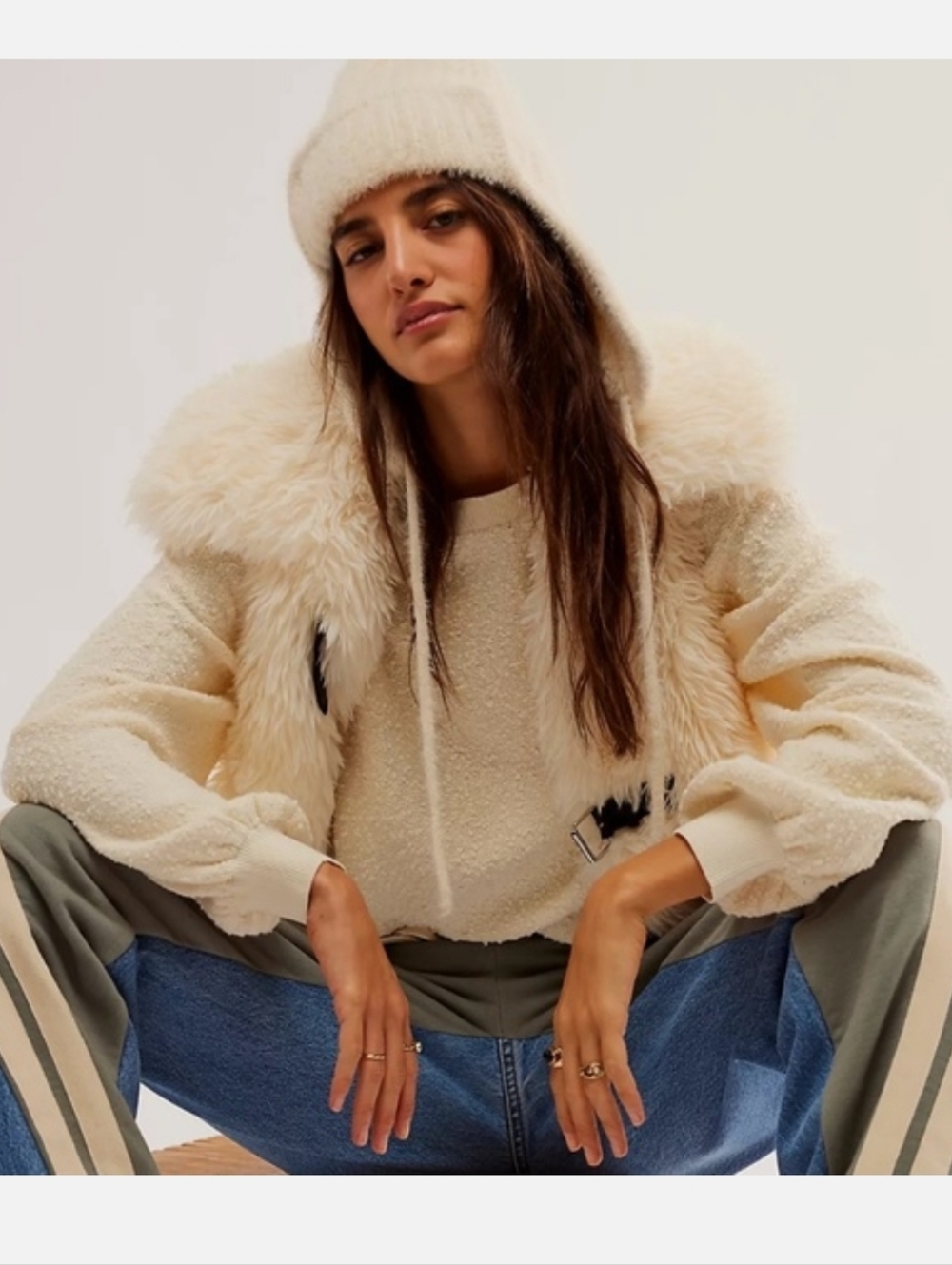 Free People Found My Friend Pullover Sweater Ivory Women’s Size Small - Picture 7 of 11